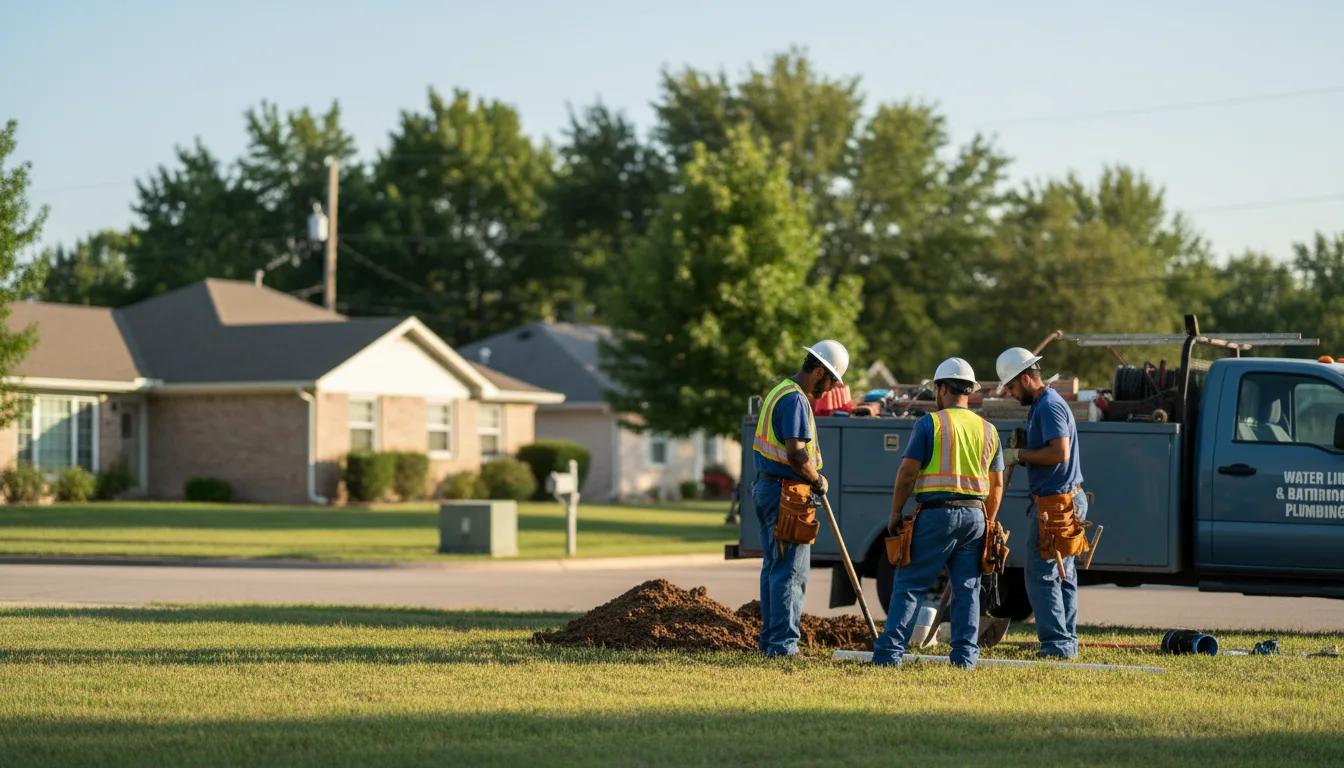 Residential water line and bathroom plumbing service in Lawrenceville, IL